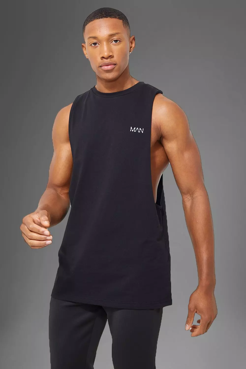 Man Active Gym Deep Cut Tank boohooMAN
