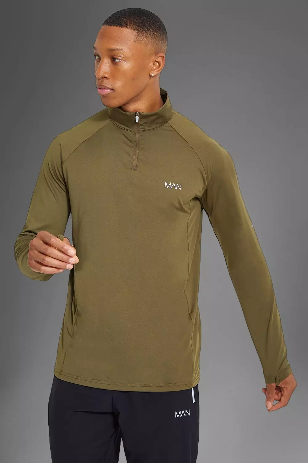 Top de sport à col zippé - MAN Active, Khaki autre image