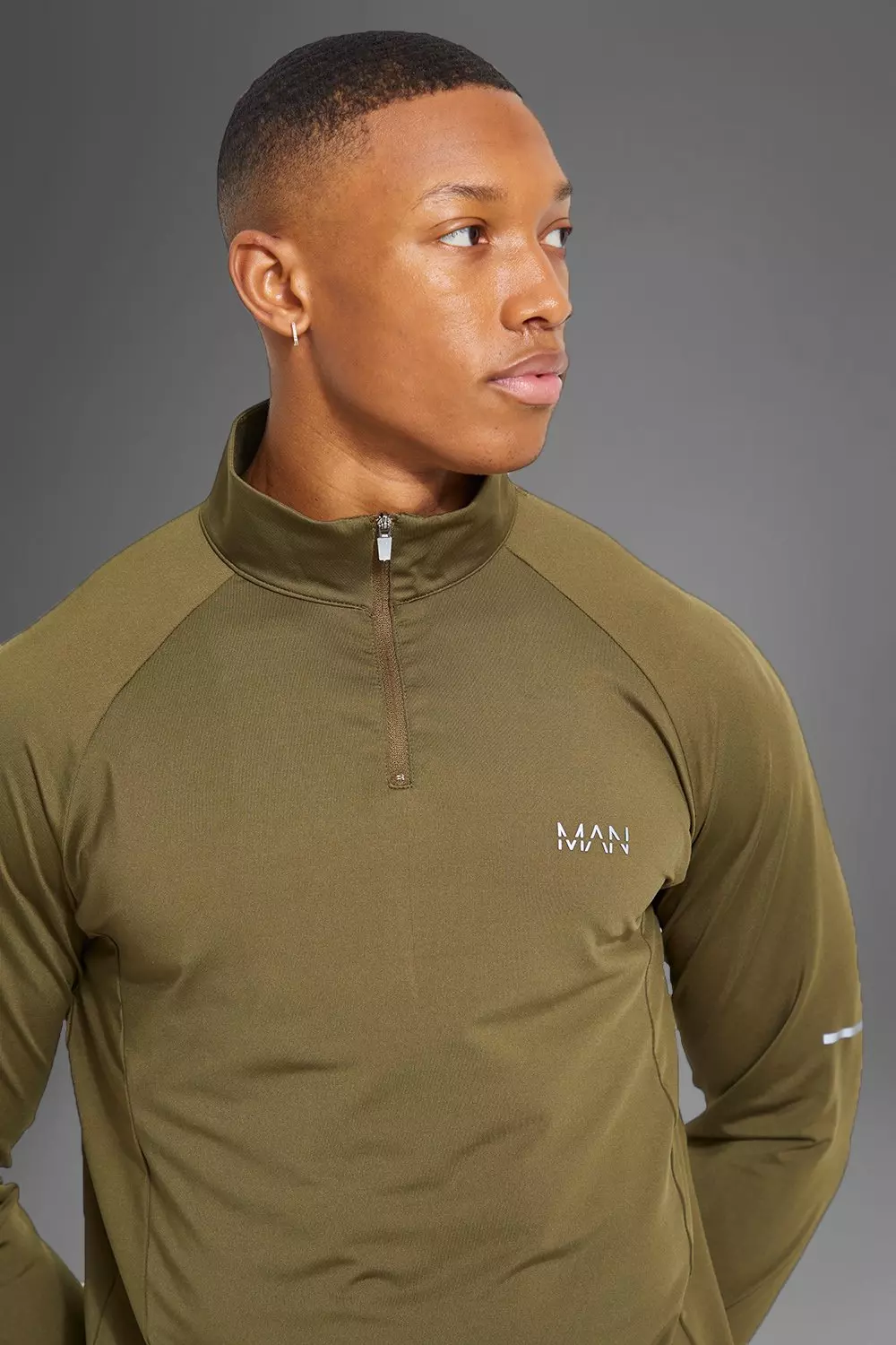 Top de sport à col zippé - MAN Active, Khaki autre image