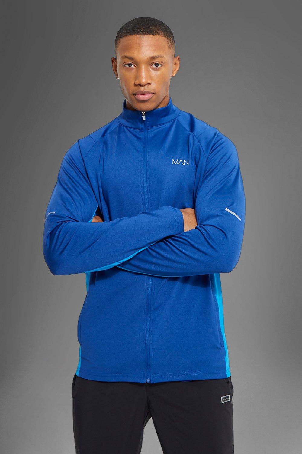 Man Active Gym Side Panel Track Jacket | boohooMAN USA