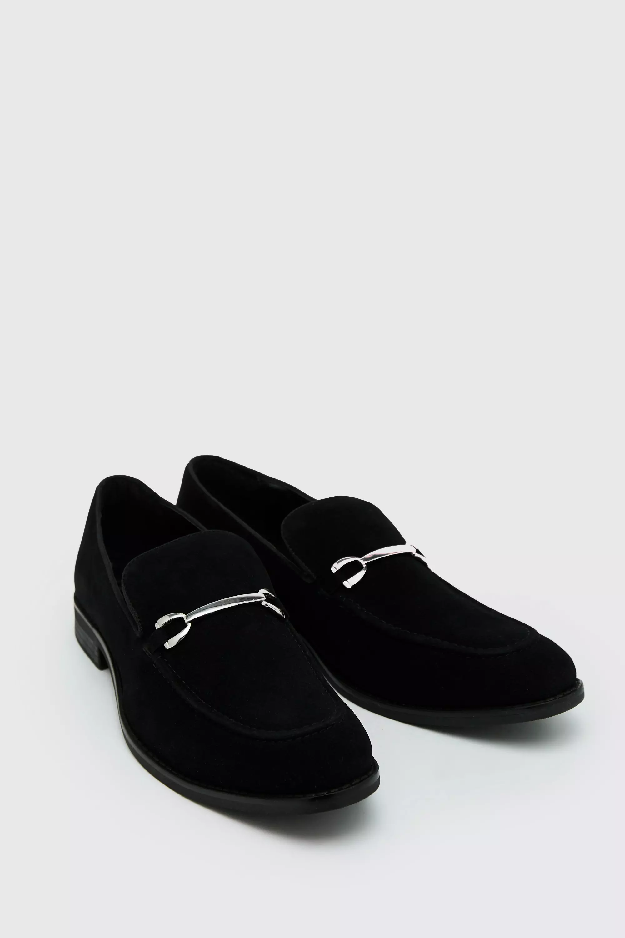 Black Faux Suede Snaffle Loafer