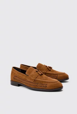 Faux Suede Weave Loafer Tan