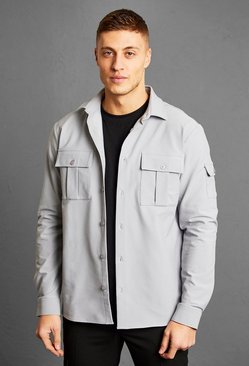 Mens Shirt Jackets | Zip & Khaki Shackets | boohooMAN USA
