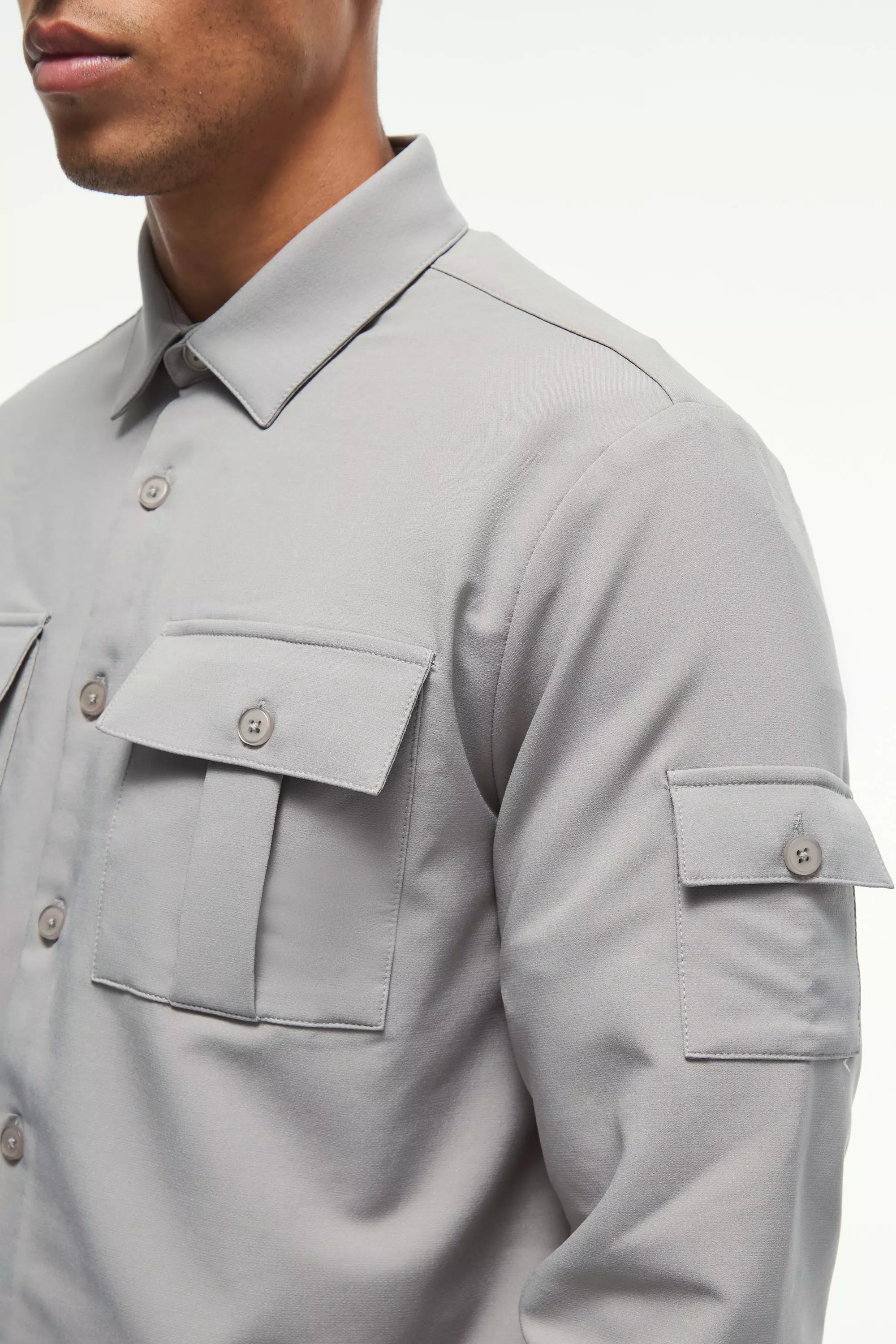 4 Way Stretch Ma1 Shacket boohooMAN USA