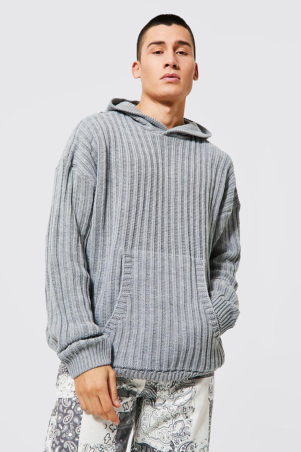 Oversized Chunky Ribbed Knitted Hoodie