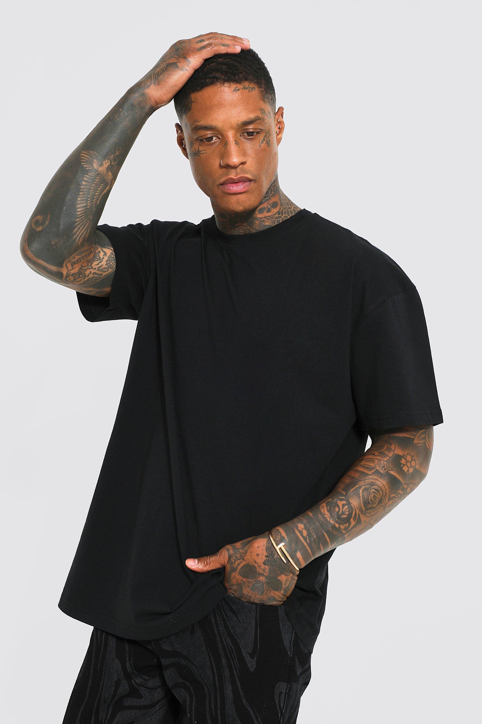 3XL Bigdude Men's Plain Crew Neck T-Shirt Black by Big Dude Clothing