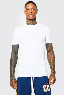 White Muscle Fit Crew Neck T-Shirt