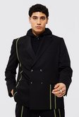 Black Double Breasted Seam Relaxed Suit Jacket