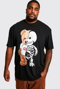 Plus Teddy Skeleton Graphic T-shirt Black