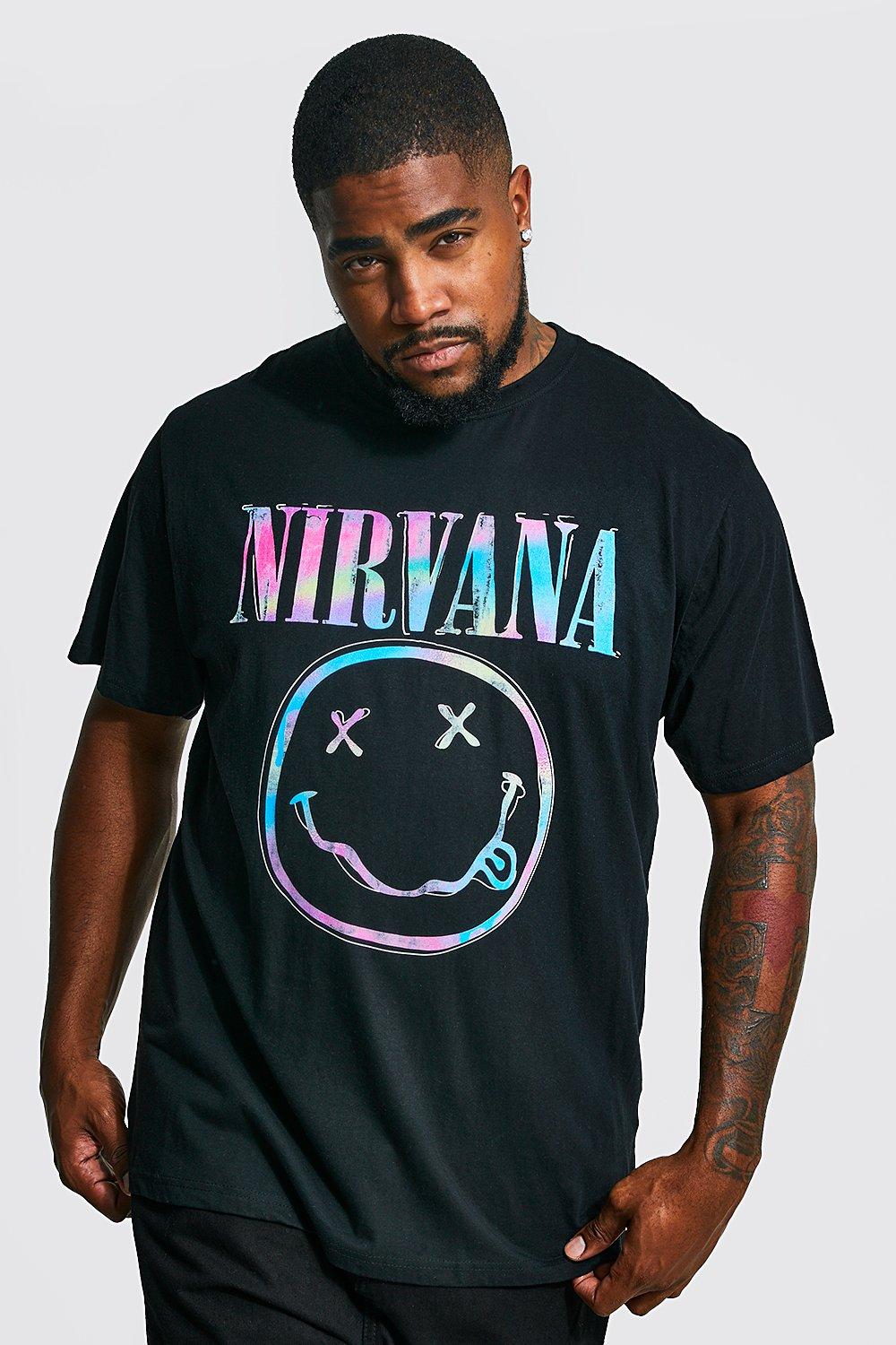 Plus Nirvana Tie Dye Logo License T shirt boohooMAN USA