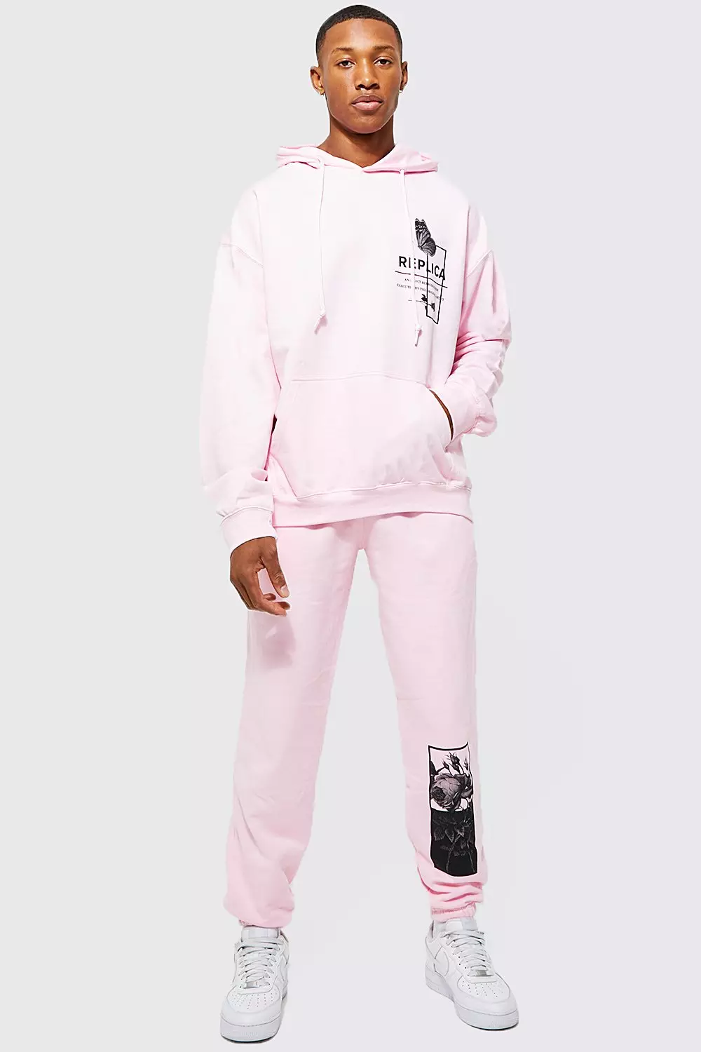 Light pink Oversized Replica Graphic Hooded Tracksuit alternative image