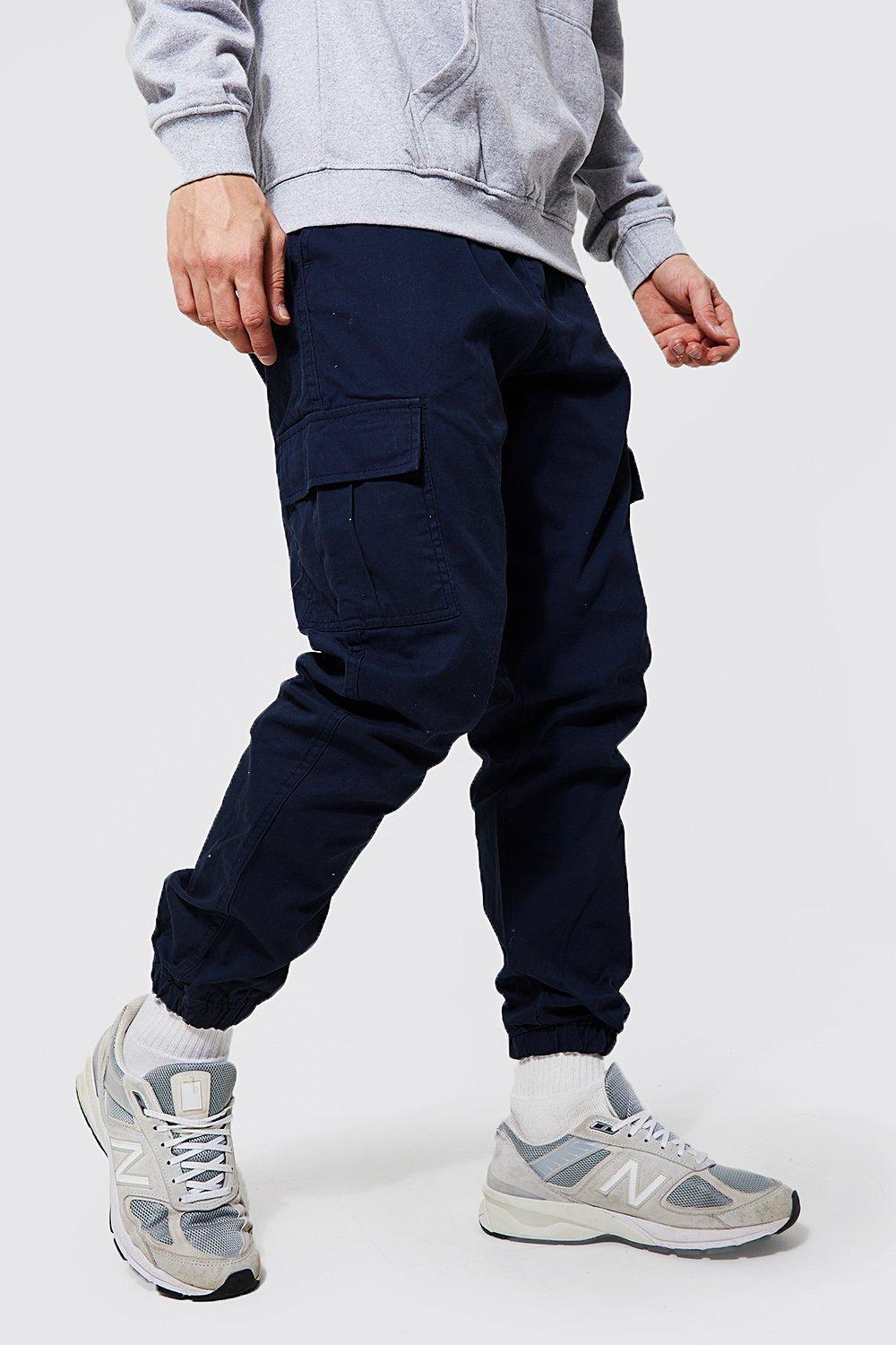 Elastic Waist Slim Fit Cargo Pants | boohooMAN USA