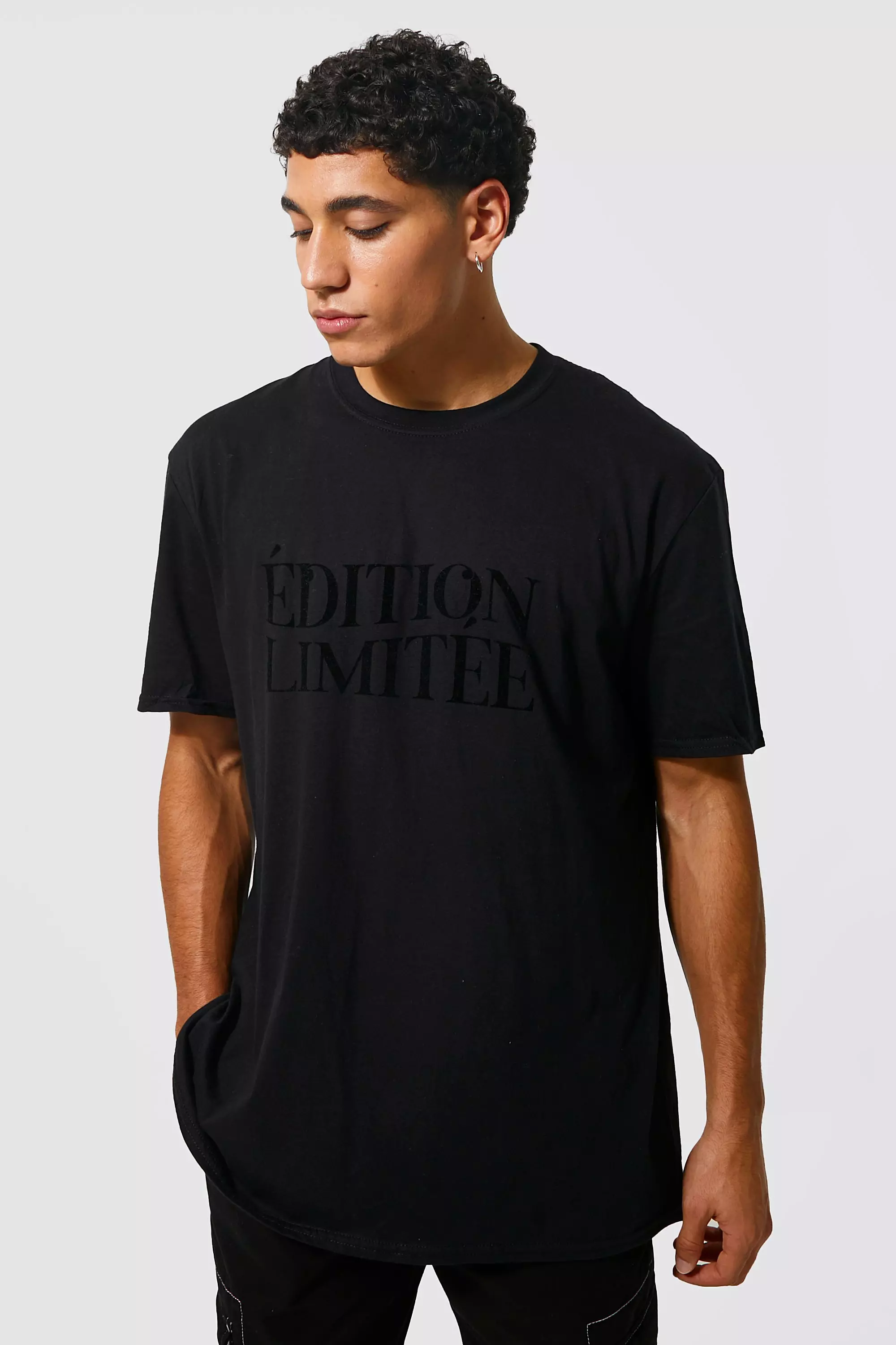 Oversized Limited Edition Flock Print T-shirt Black