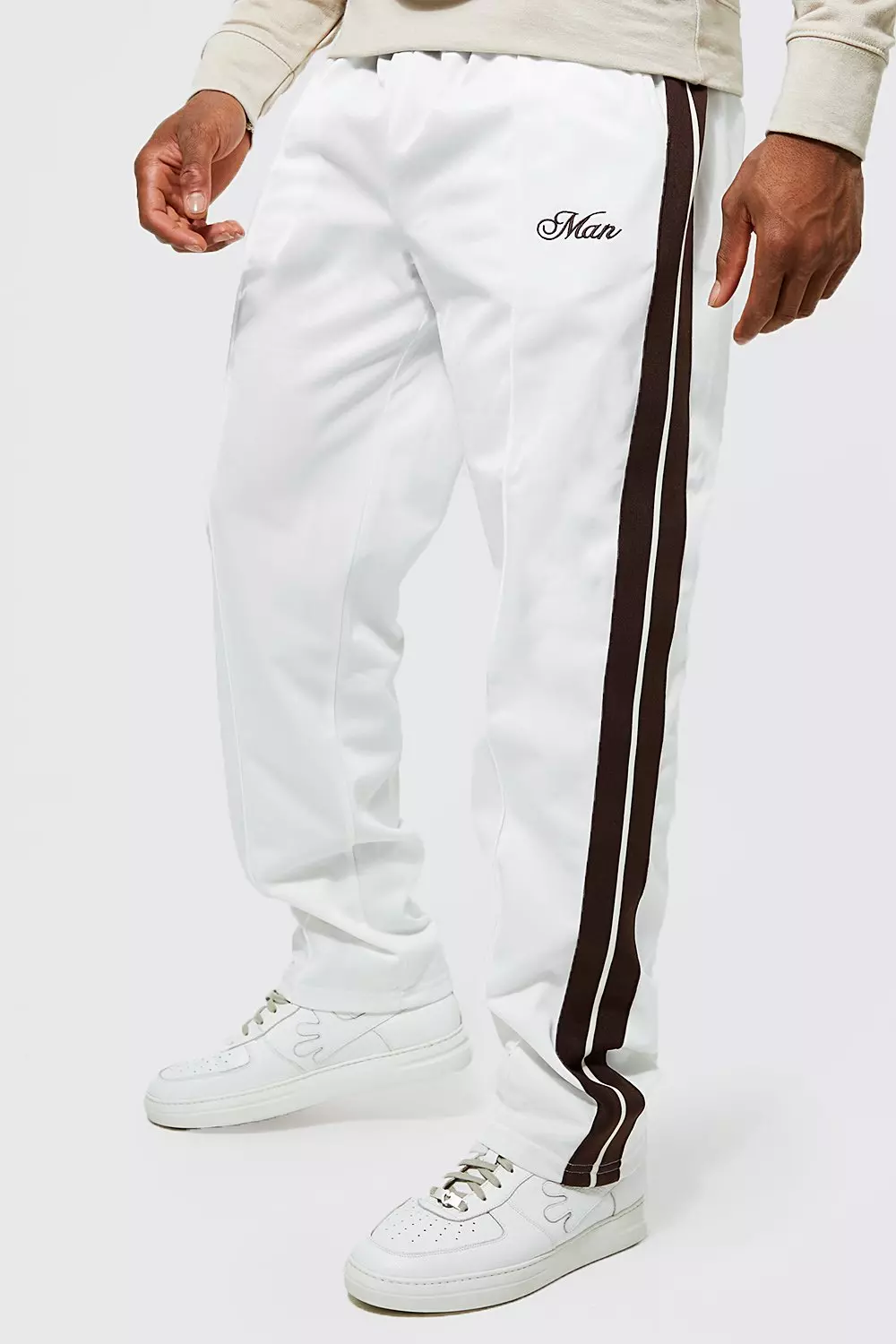 Loose Fit Man Embroidered Tricot Tape Jogger boohooMAN