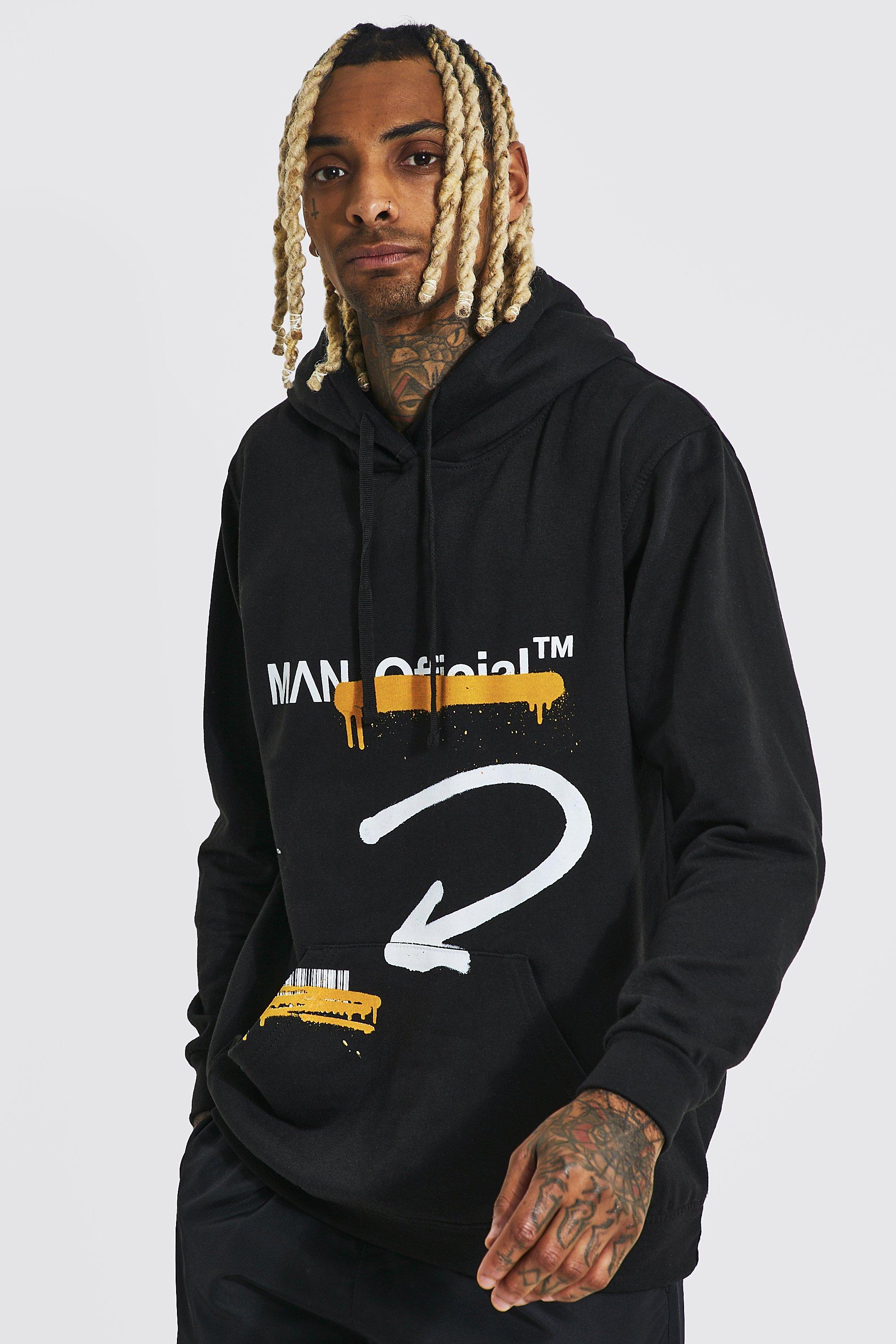 Man official outlet graffiti print hoodie