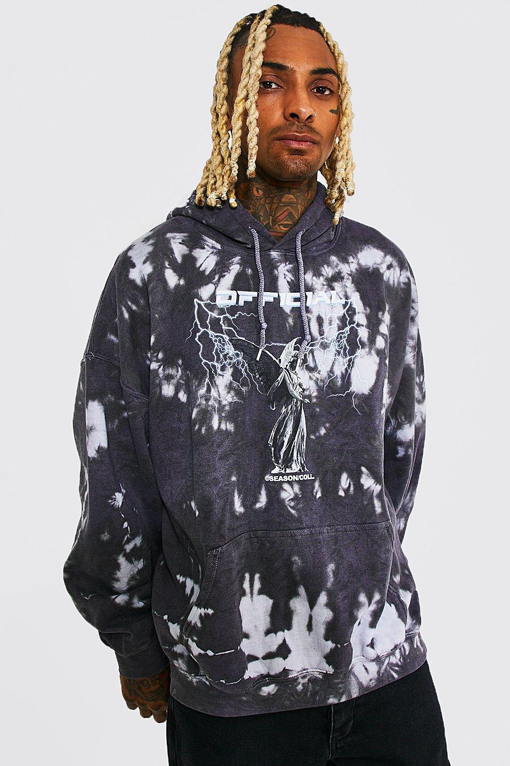 Oversized Man Tie Dye Graphic Hoodie