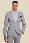 Grey Collarless Skinny Suit Jacket
