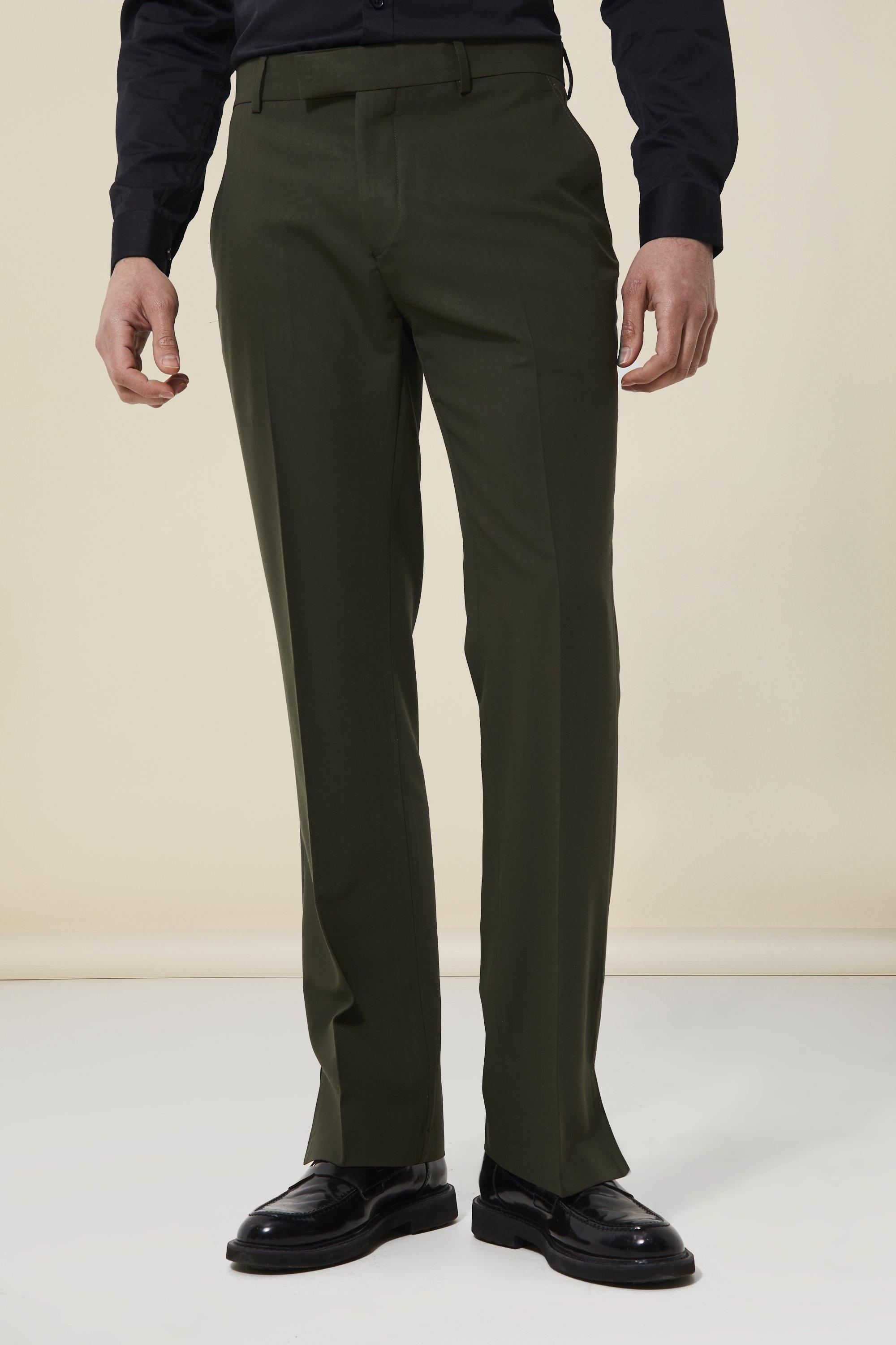 Straight Leg Side Split Tailored Pants | boohooMAN USA