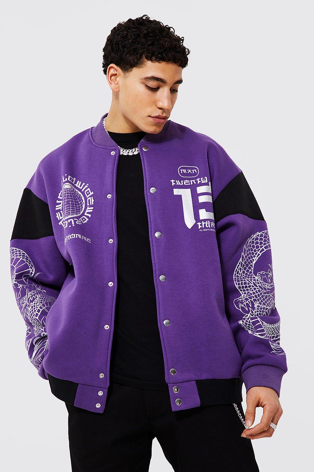 Oversized Jersey Bomber With Foil Print