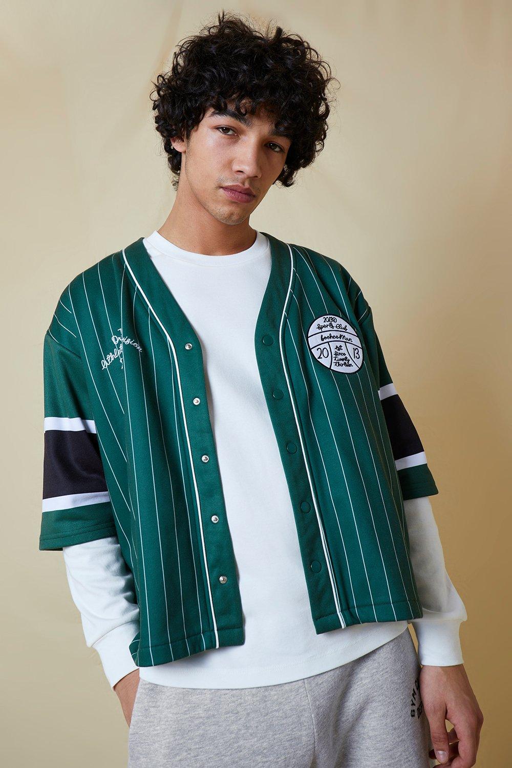 Boxy Striped Jersey Baseball Shirt