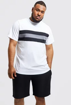 White Plus Longline Colour Block Tshirt