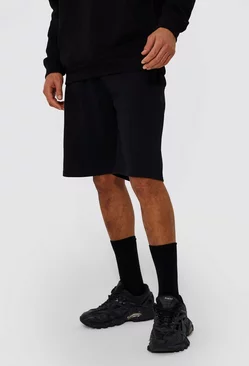 Black Tall Mid Length Sweat Shorts