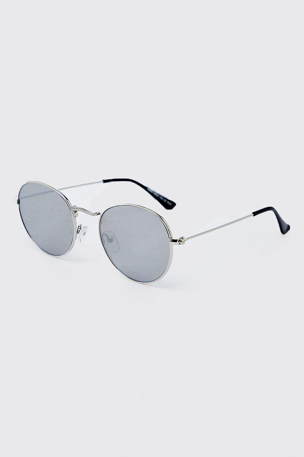 boohooMAN Men's Round Metal Sunglasses