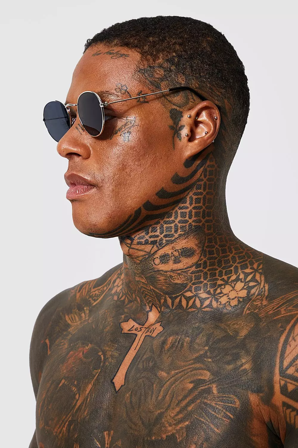 Runde Sonnenbrille aus Metall, Gold alternatives Bild