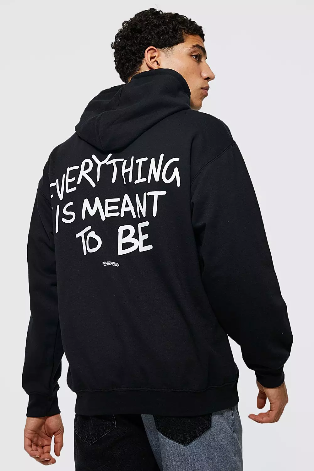 Oversized Slogan Back Print Hoodie boohooMAN UK