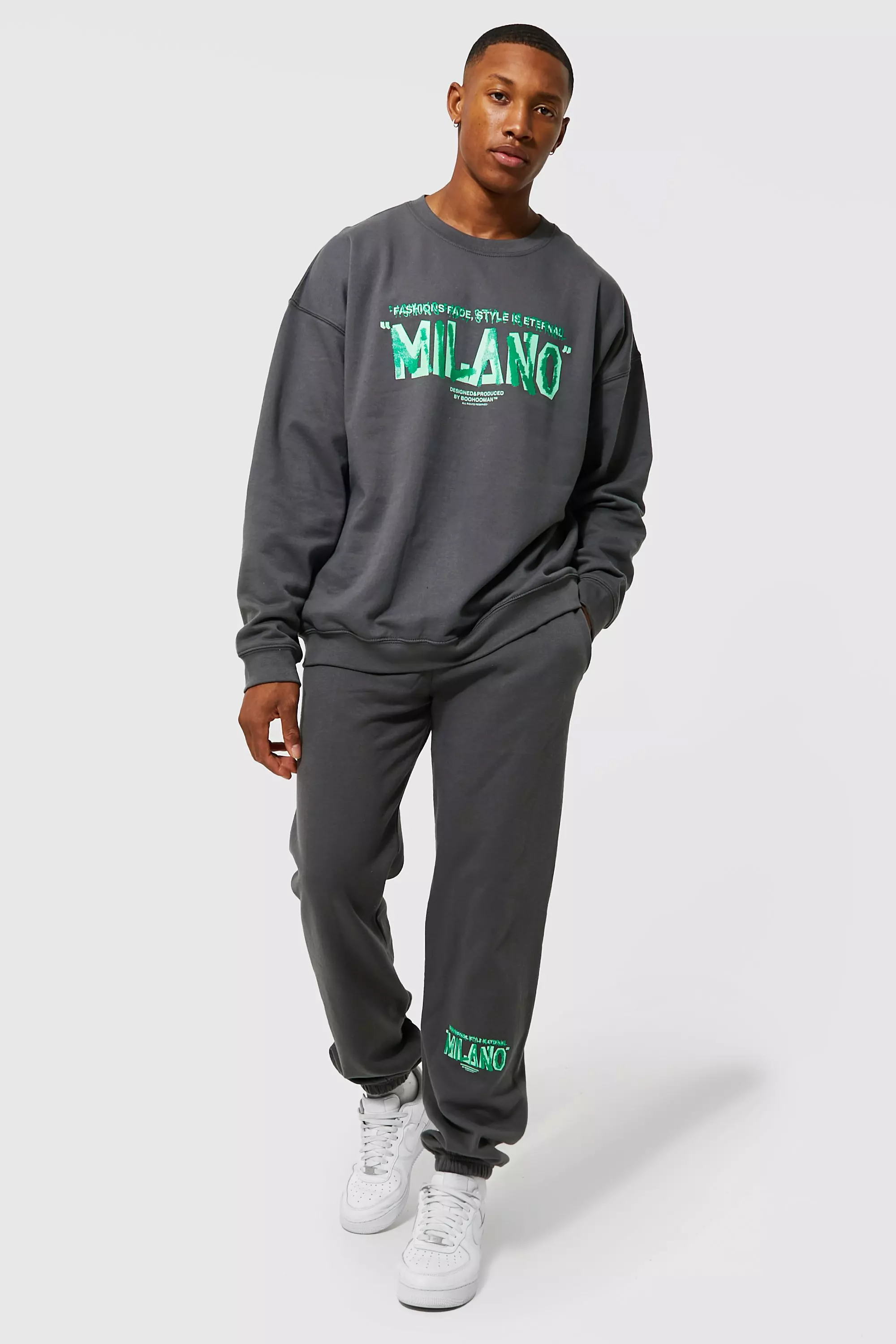 Oversized Milano Sweater Tracksuit boohooMAN UK