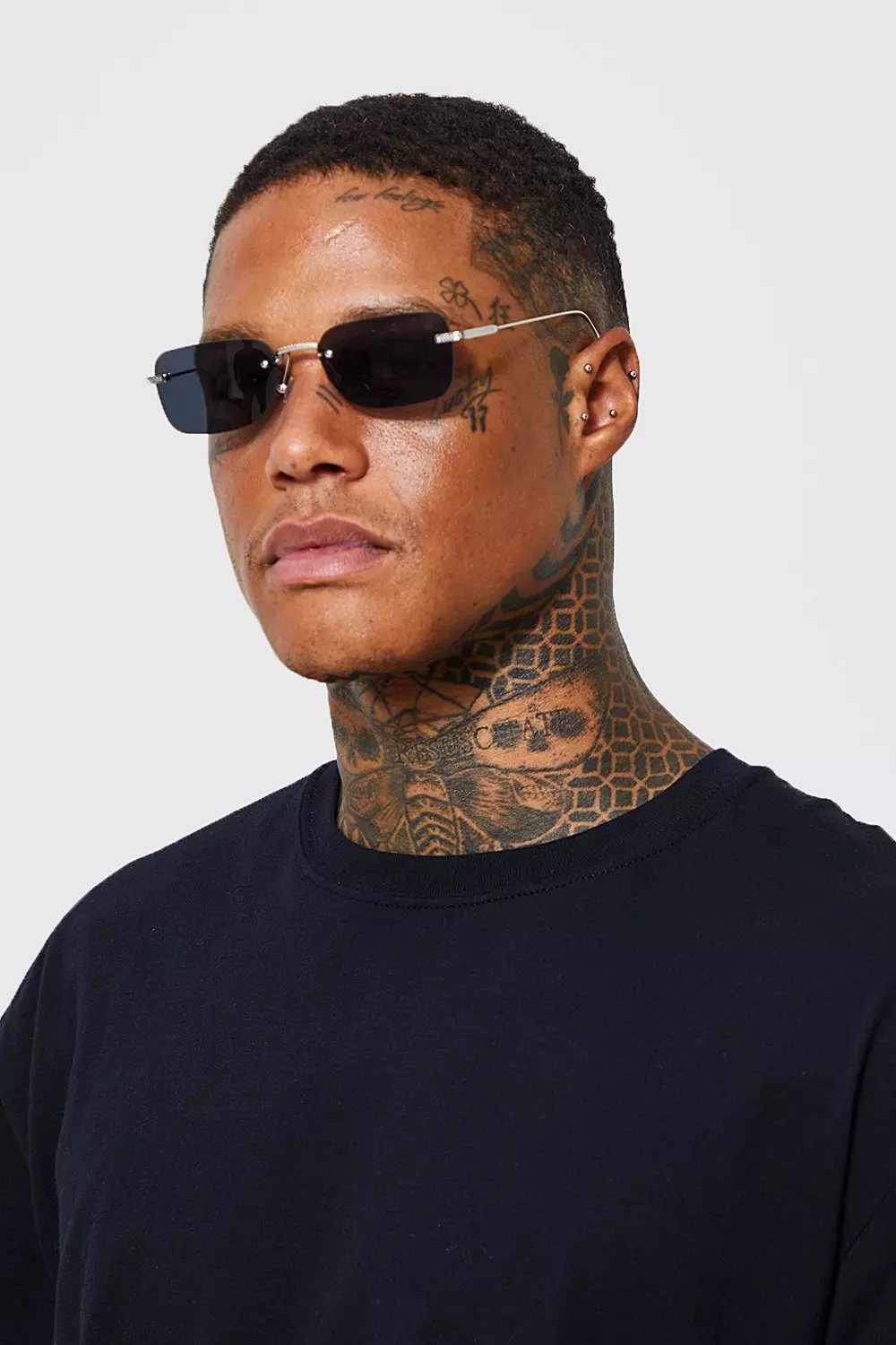 Lunettes de soleil et rectangulaires sans monture, Silver autre image