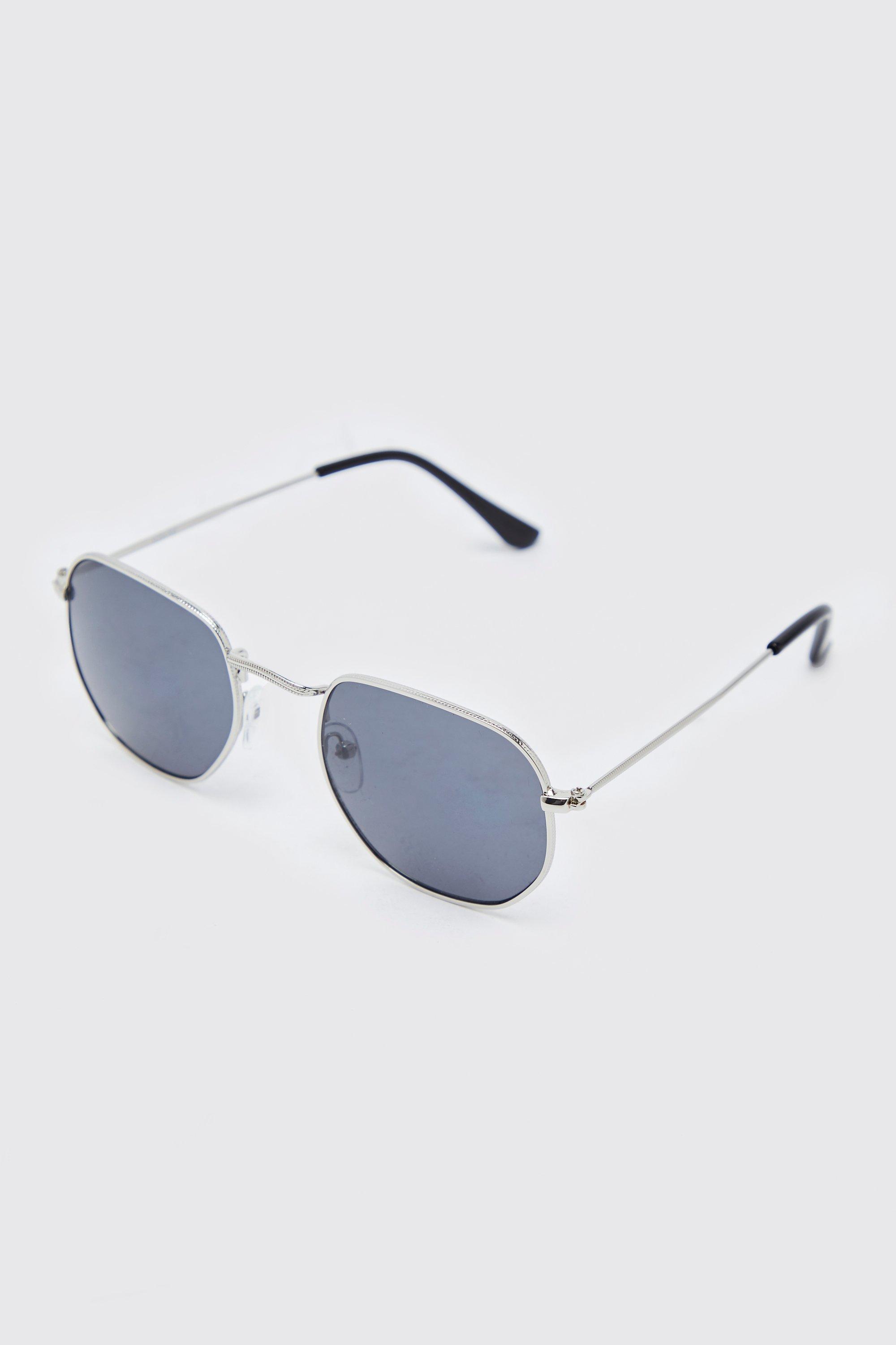 boohooMAN Men's Round Metal Sunglasses