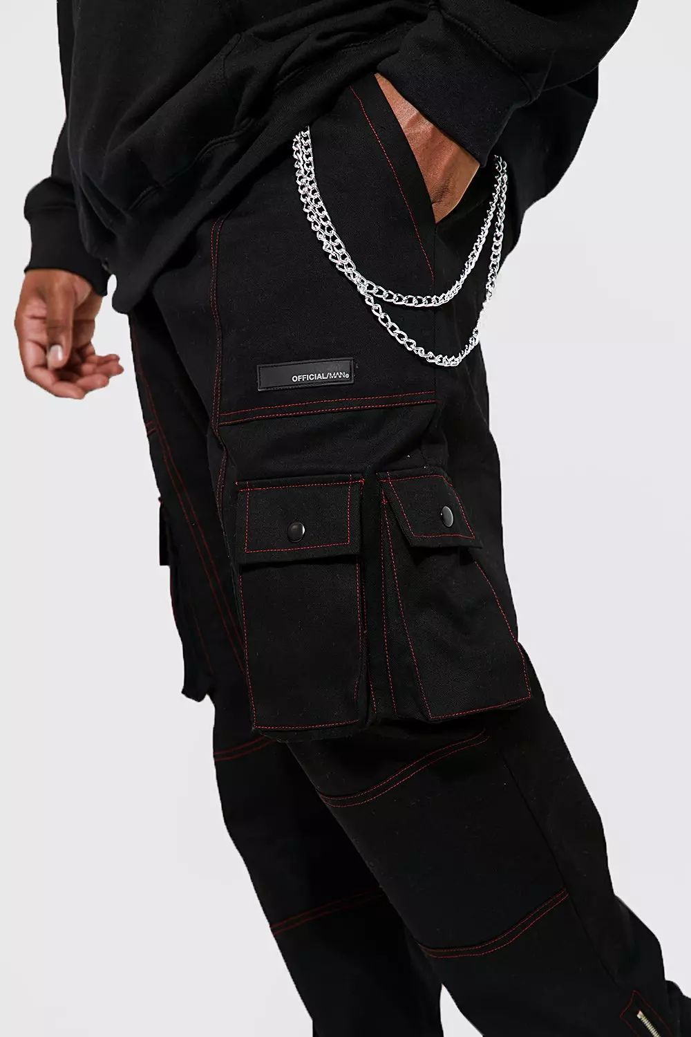 Contrast stitch cargo trousers store