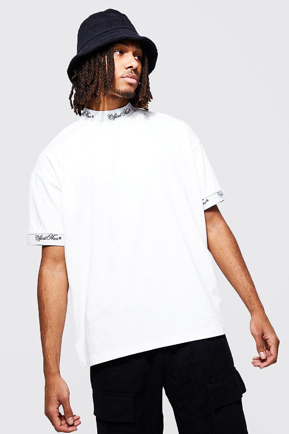 boohooMAN Men's Oversized Extended Neck Graphic T-Shirt