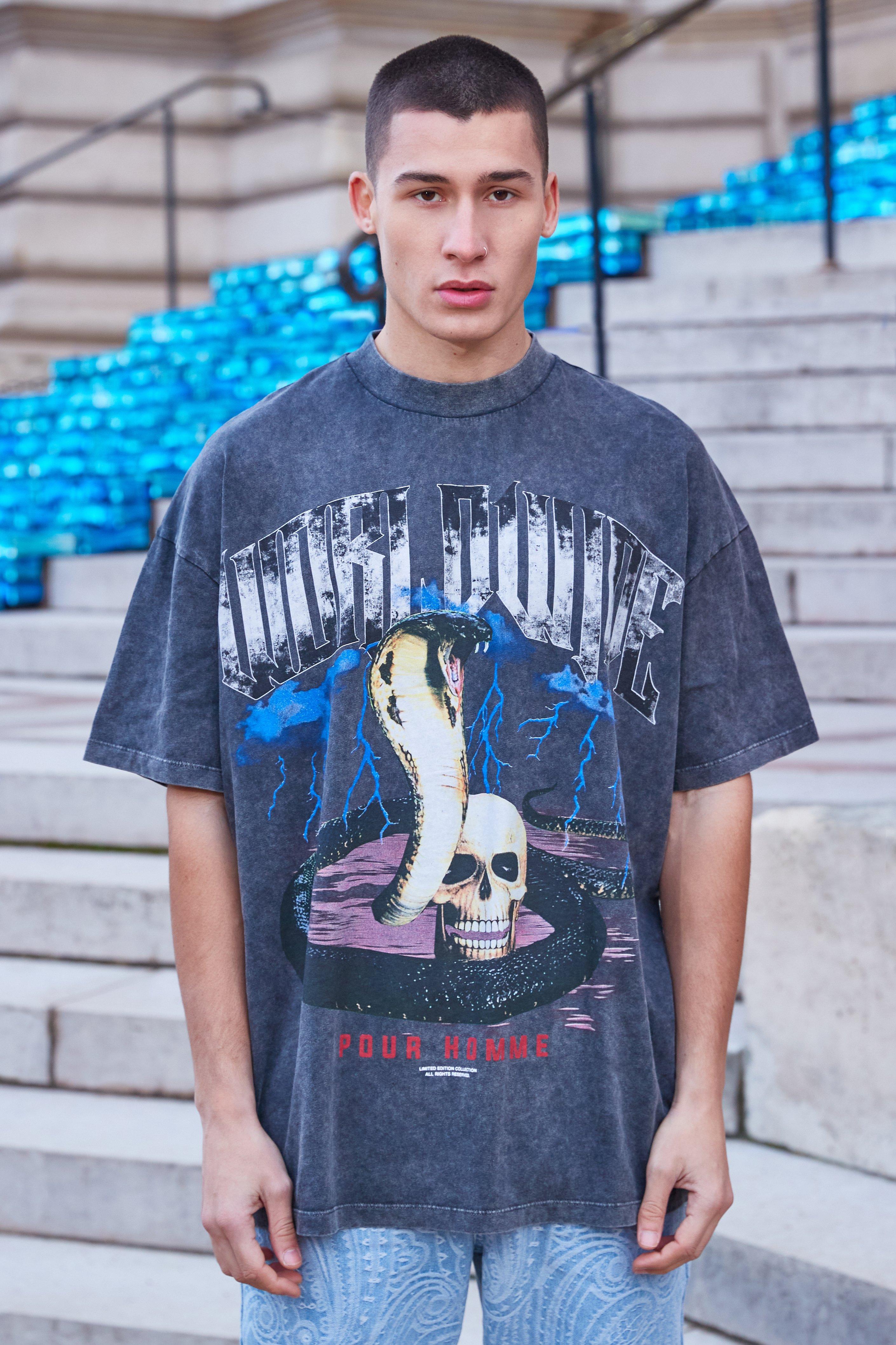 Oversized Extended Neck Homme Graphic T-shirt