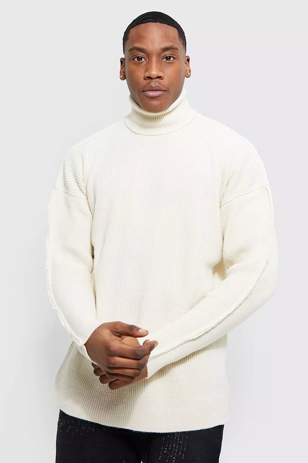 Oversized Chunky Roll Neck With Exposed Seams boohooMAN