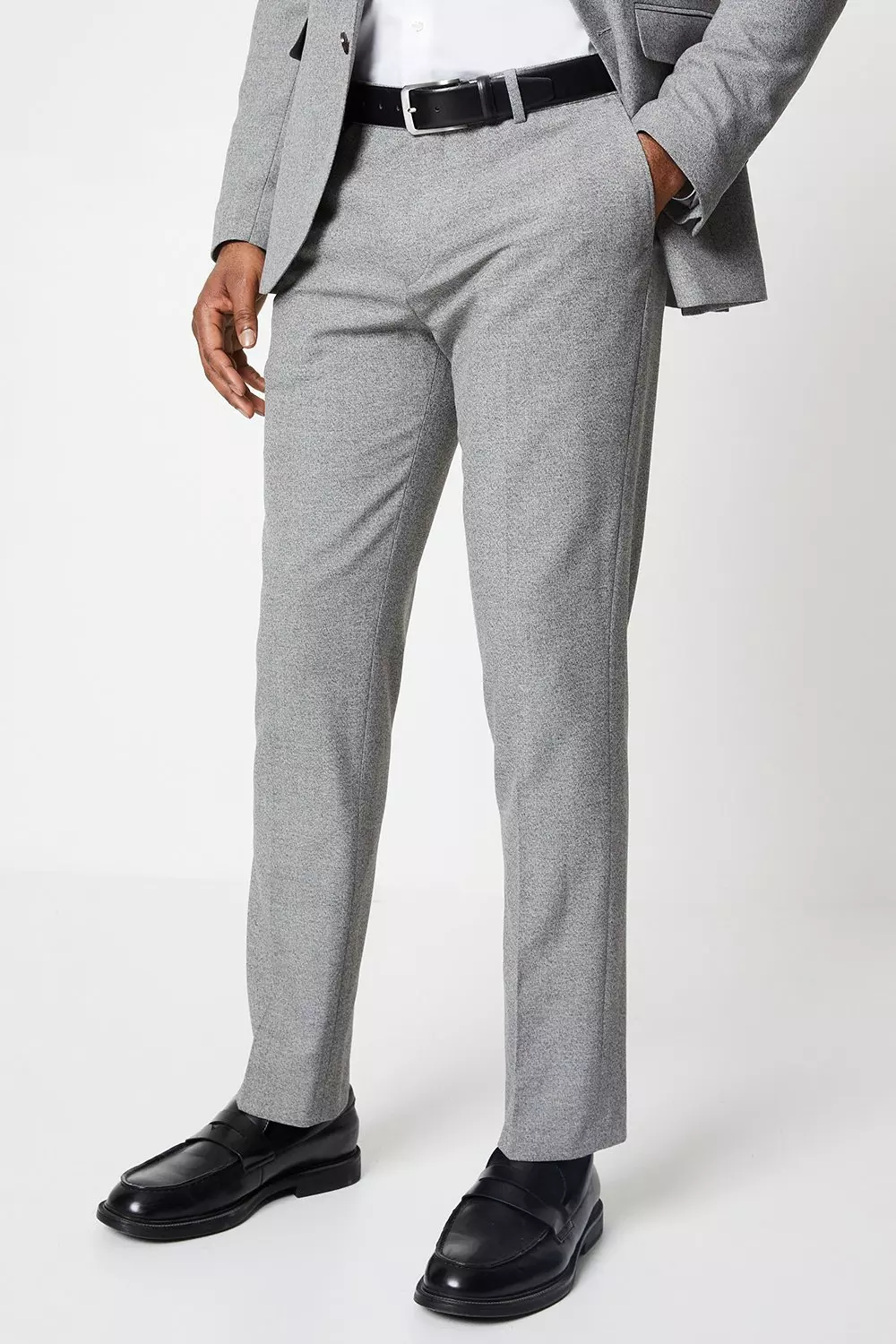 Grey Textured Semi Plain Suit Trouser alternative image