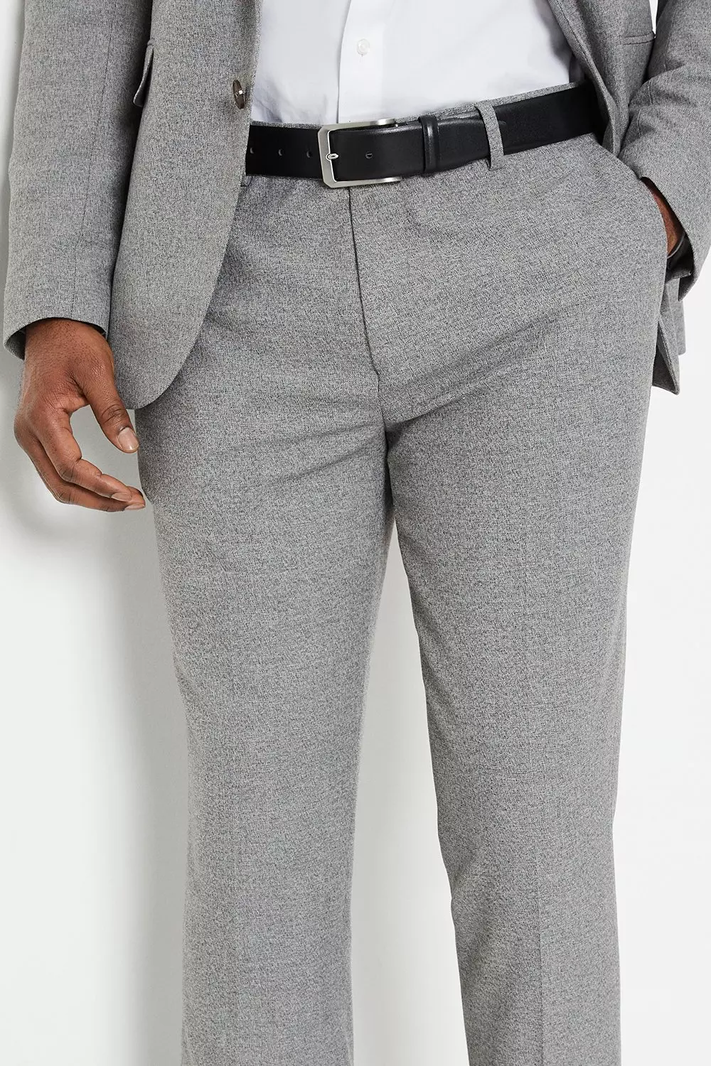 Grey Textured Semi Plain Suit Trouser alternative image