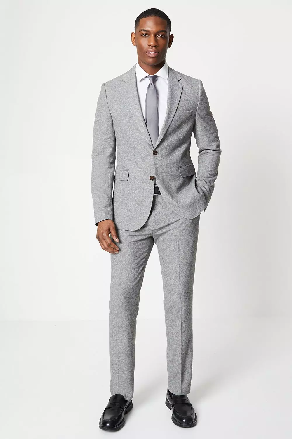 Grey Textured Semi Plain Suit Trouser alternative image