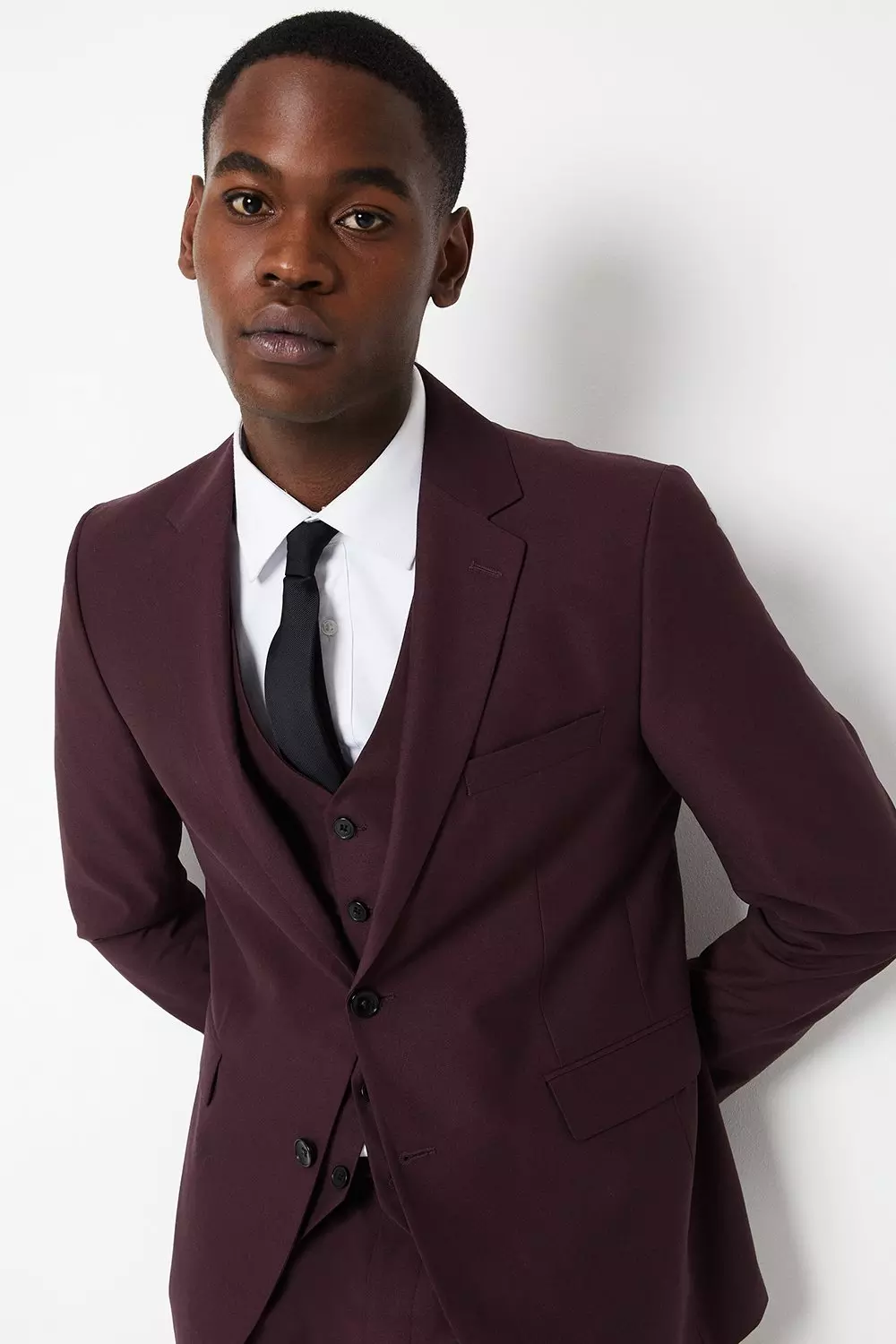 Slim Fit Burgundy 2 Button Suit Jacket alternative image