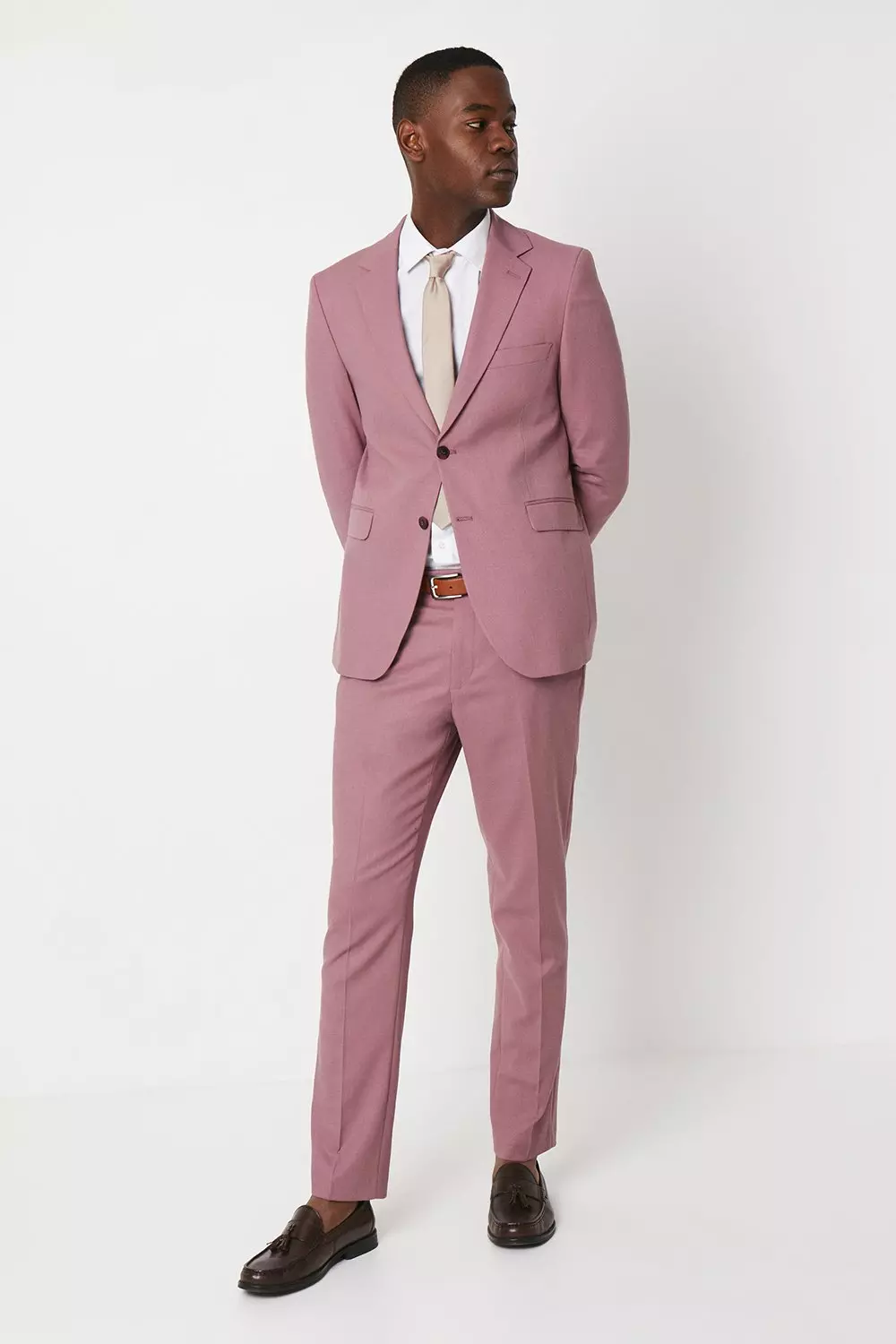 Textured Rose Slim Fit Suit Trouser alternative image
