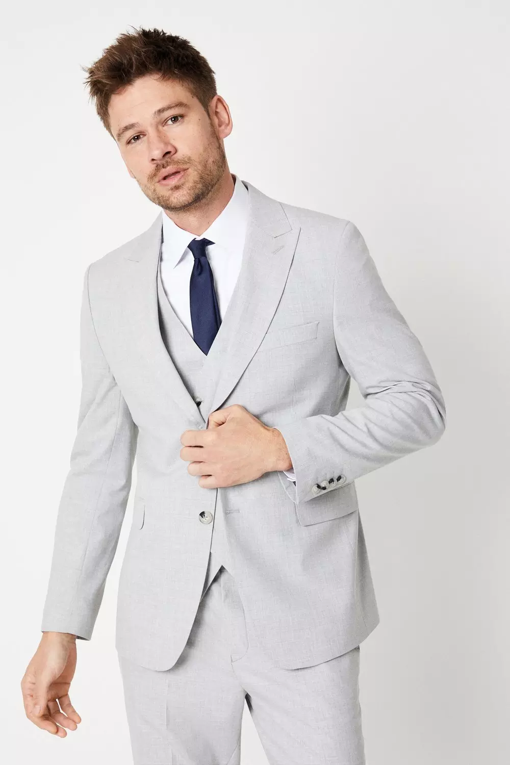 Slim Fit Grey Heathered Wedding Suit Jacket alternative image