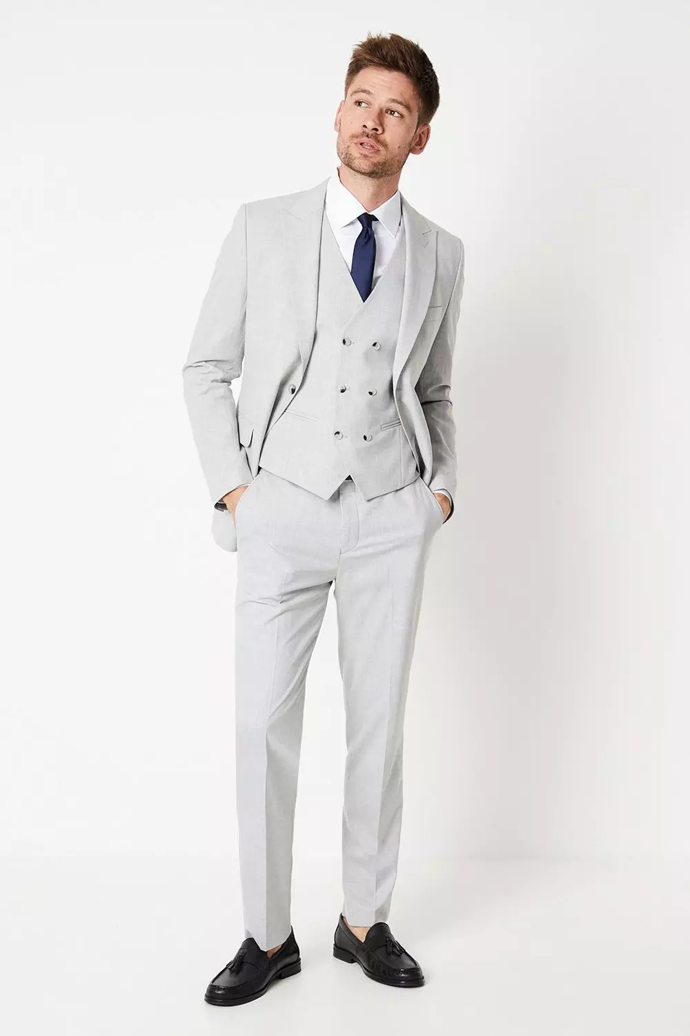 Slim Fit Grey Heathered Wedding Suit Trouser alternative image