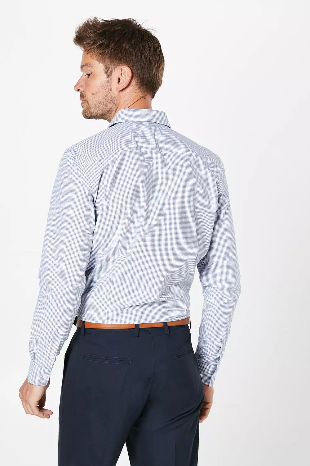 Blue Easy Iron Check Slim Fit Long Sleeve Shirt alternative image