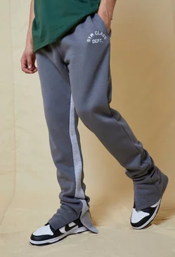 Embroidered Stacked Leg Gusset Jogger Charcoal