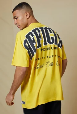 Yellow Oversized Official Varsity Back Print T-shirt