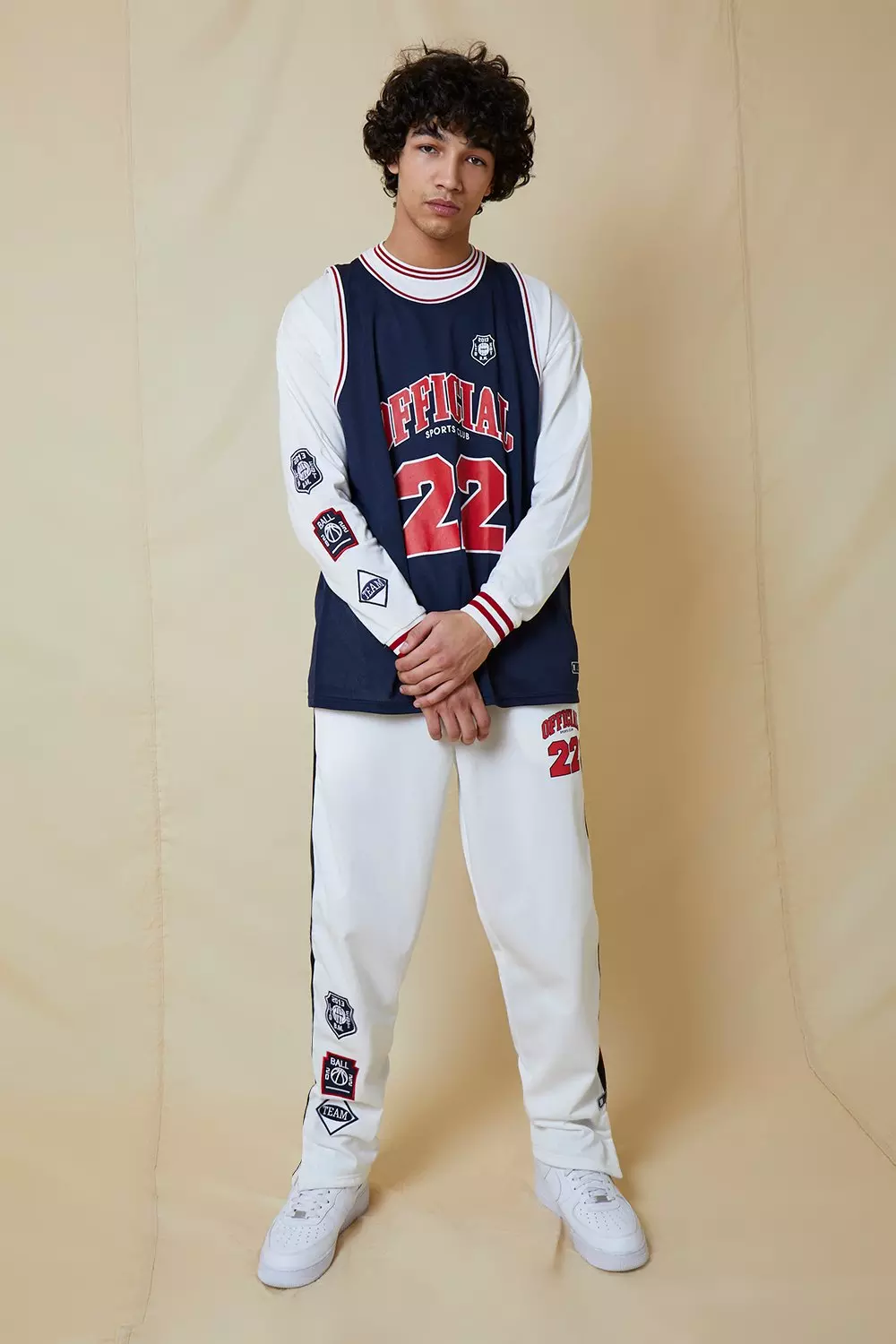 Navy Long Sleeve Airtex Vest Varsity T-shirt alternative image