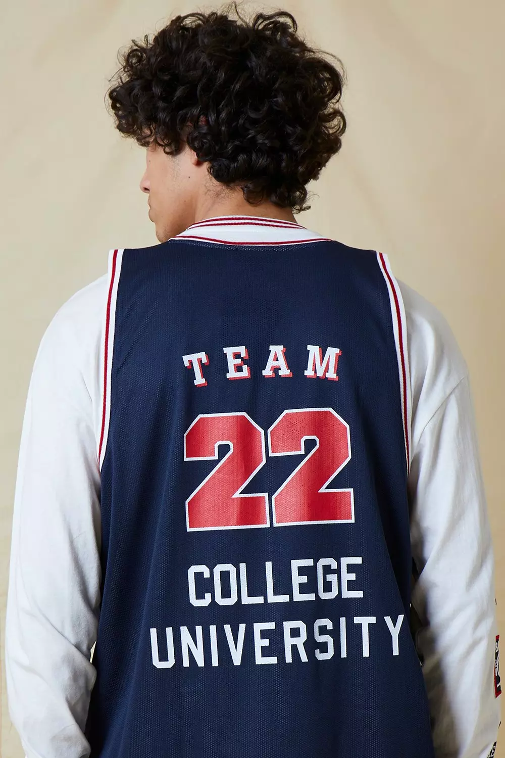 Navy Long Sleeve Airtex Vest Varsity T-shirt alternative image