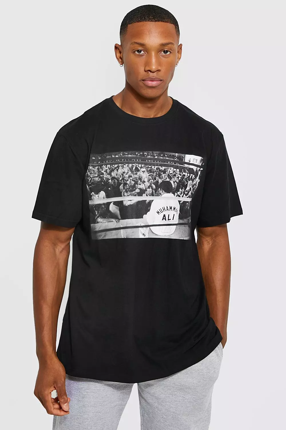 Oversize T-Shirt mit Printiertem Muhammad Ali Print, Black alternatives Bild