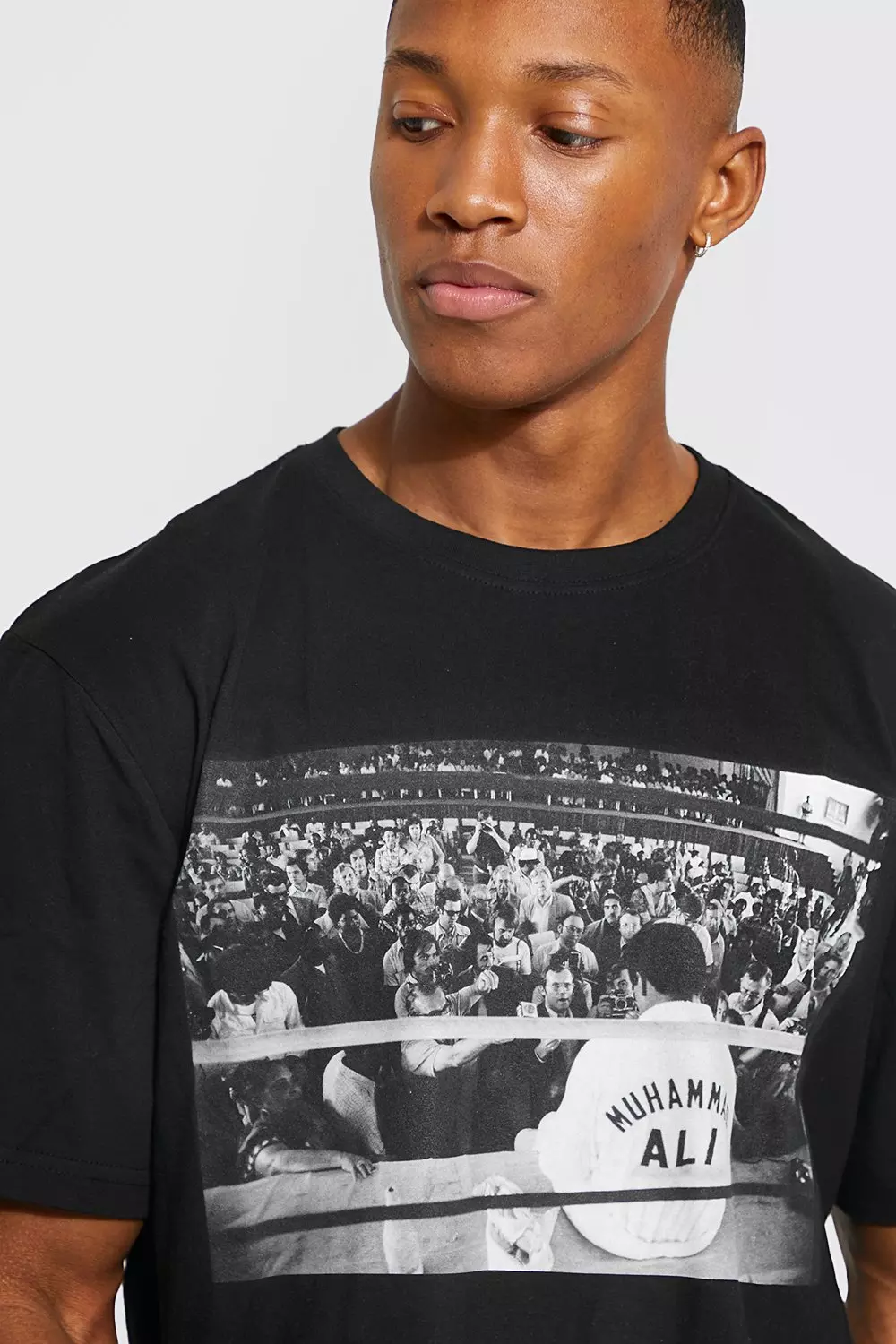 Oversize T-Shirt mit Printiertem Muhammad Ali Print, Black alternatives Bild